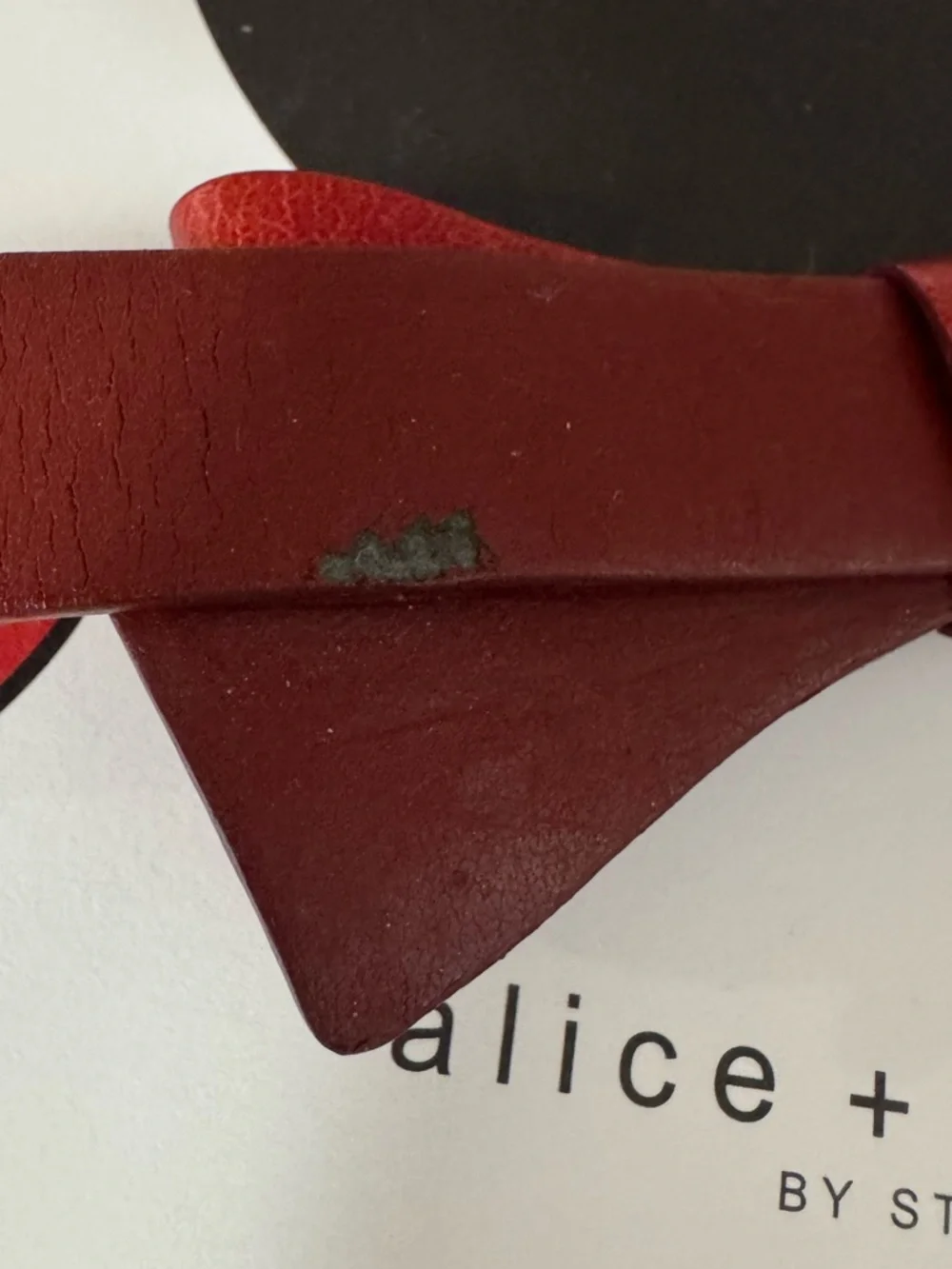 Alice + Olivia by Stacey Bendet RARE Red Leather Skinny Logo Belt - EUC/ Size XS